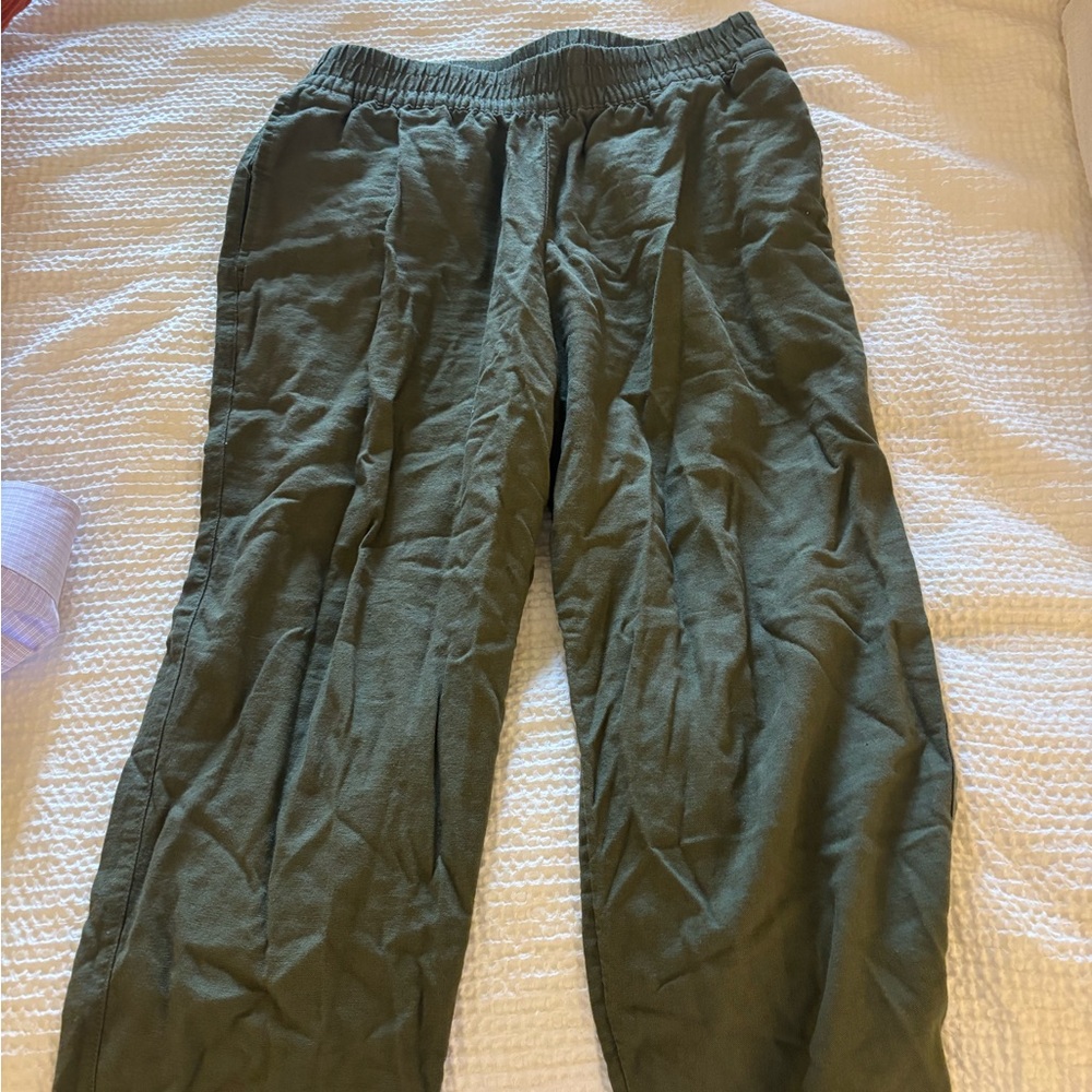 Women’s Olive Green Linen Pants